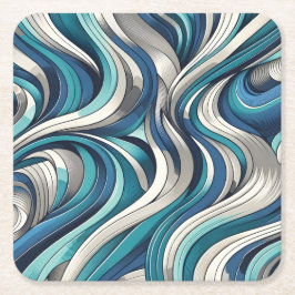 Ocean-Inspired Wave Mönster Underlägg Papper Kvadrat