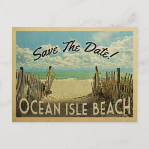 Ocean Isle Beach Spara Datum Vintage Marin- Meddelande Vykort