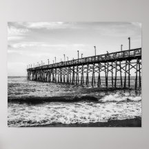 Ocean Isle Fishing Pier Black and White