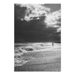 Ocean Isle North Carolina Fisherman Black & White Fototryck