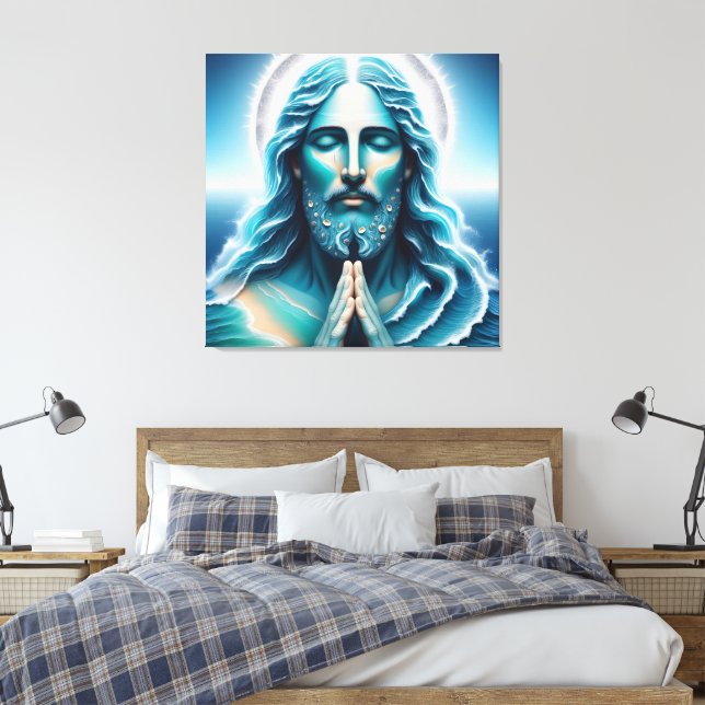 Ocean Jesus Christ Portrait  Canvastryck (Insitu (sovrum))