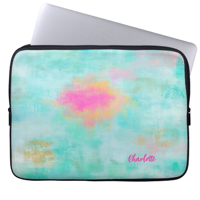 Ocean Joyride - Blue Turkvoise Abstrakt Art Laptop Fodral (Framsidan)