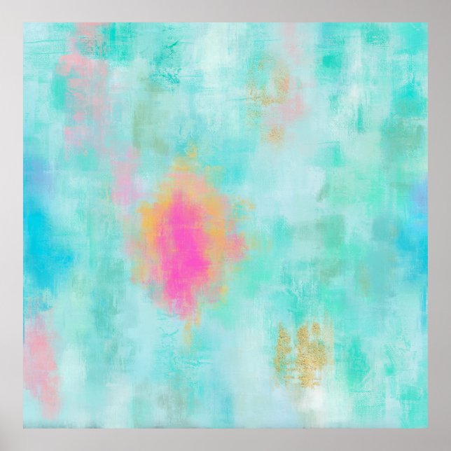 Ocean Joyride - Blue Turkvoise Abstrakt Art Poster (Framsidan)