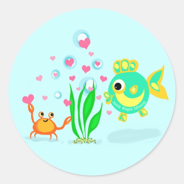 Ocean Kärlek Beach Stickers Runt Klistermärke (Framsida)