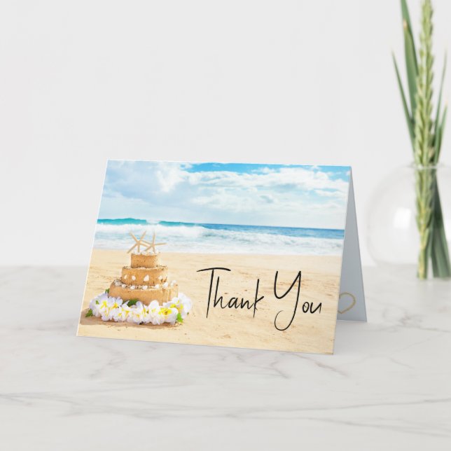 Ocean Kärlek Beach Wedding Vågar Tack Kort (Framsida)