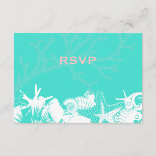 Ocean Kärlek Teal Artsy Seashells Beach Wedding OS OSA Kort