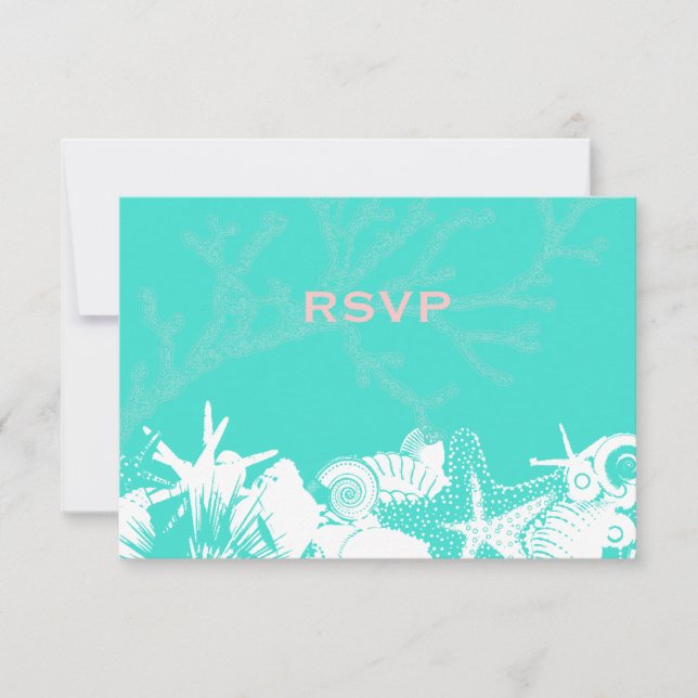 Ocean Kärlek Teal Artsy Seashells Beach Wedding OS OSA Kort (Framsida)