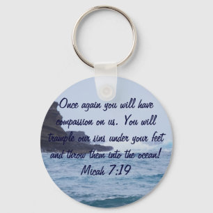 _Ocean keychain för Micah 7:19 Nyckelring