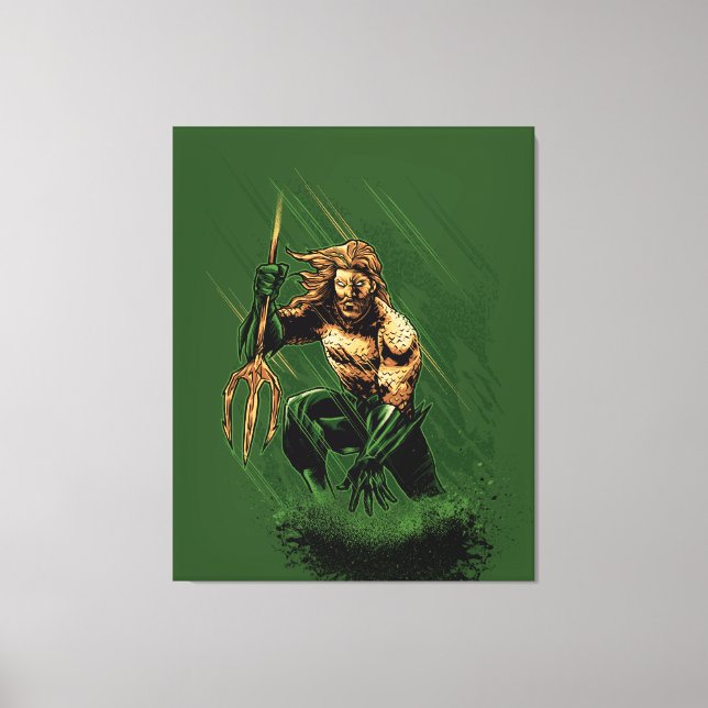 Ocean King Trident Warrior Dynamic Comic Art Canvastryck (Framsida)