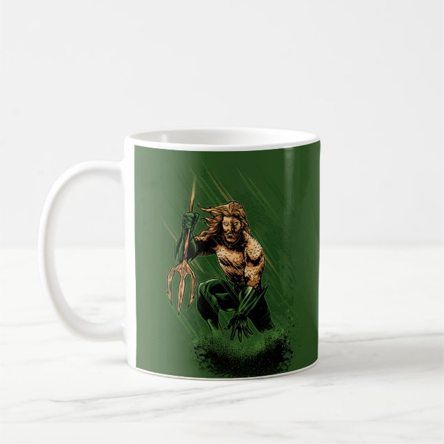 Ocean King Trident Warrior Dynamic Comic Art Kaffemugg (Vänster)