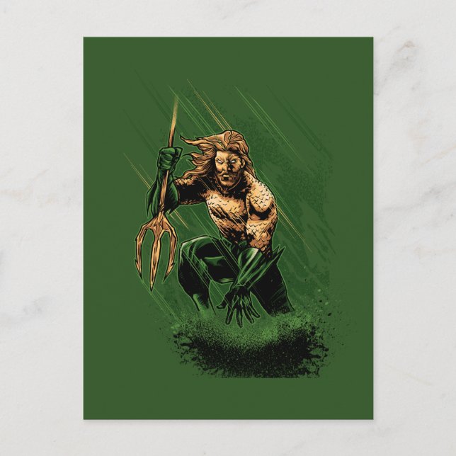 Ocean King Trident Warrior Dynamic Comic Art Vykort (Framsida)