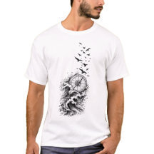 Ocean Kompass Fåglar Våg Äventyrs T-Shirt