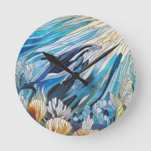 Ocean Life - Digital Art Mosaic Rund Klocka
