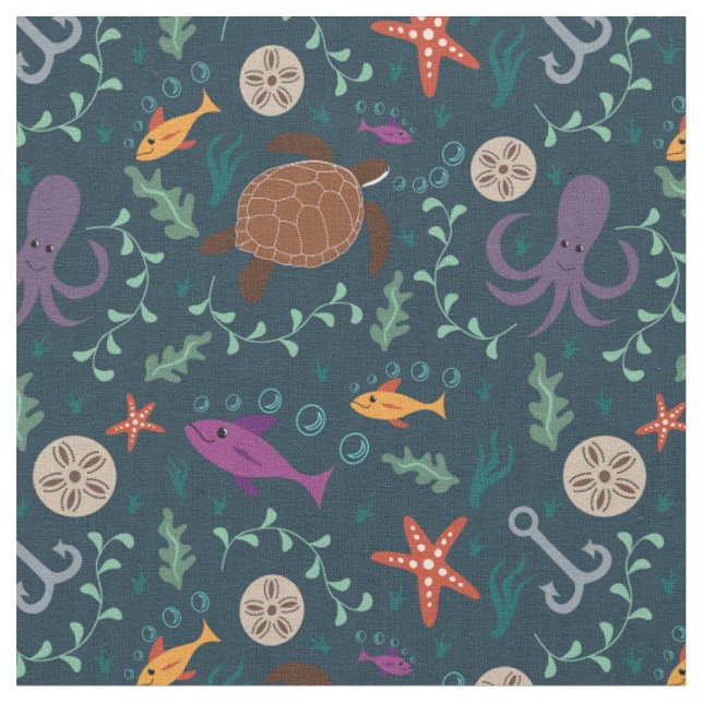 Ocean Life Fabric Tyg (Närbild)