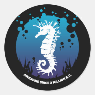 Ocean Life Graphic Design - Sjöhästar Runt Klistermärke