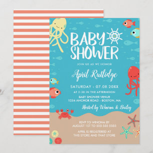 Ocean Life Nautical Baby Shower Inbjudningar