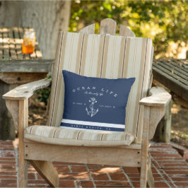 Ocean Life Nautical Navy & White Rand Anchor Kudde