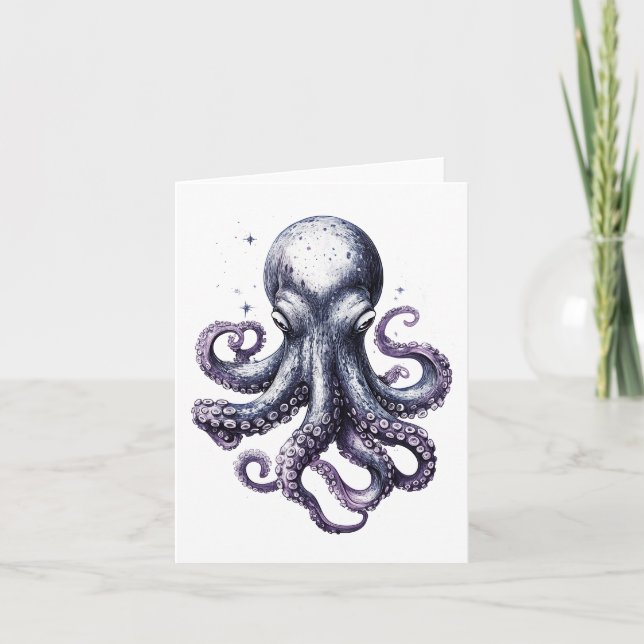 Ocean Life Octopus Hälsning Card Tack Kort (Framsida)