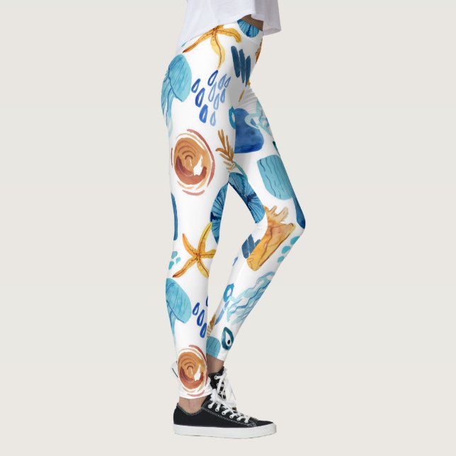 Ocean Life Seamless Pattern Leggings (Höger)