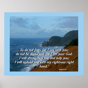 Ocean Lighthouse Isaiah 41:10 Skriv ut Poster