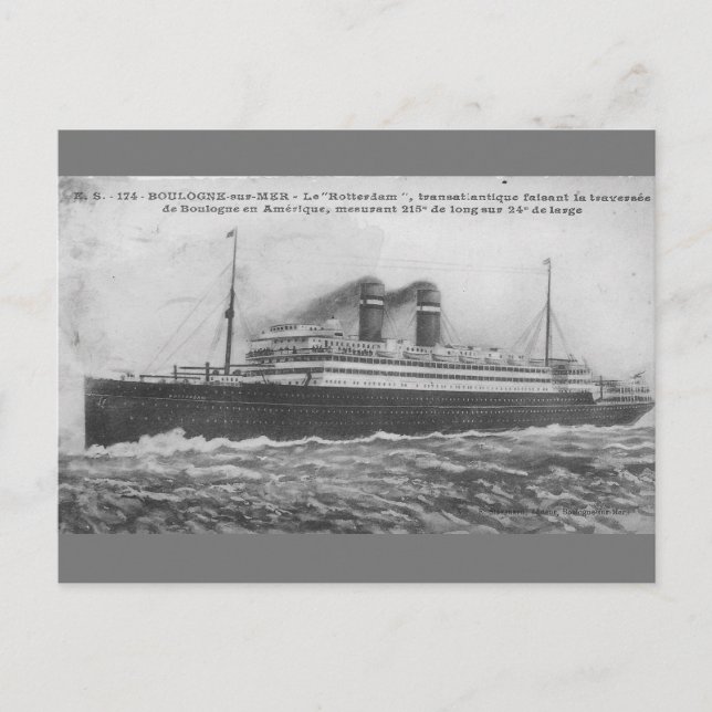 Ocean liner Rotterdam 1910 Vykort (Framsida)