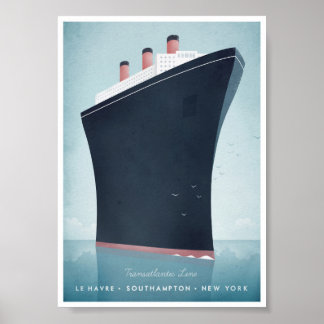 Ocean Liner Vintage resor Poster