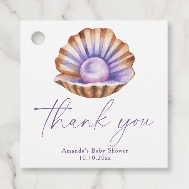 Ocean Little Pearl Baby Shower Tack Gåvor Etiketter (Framsida)