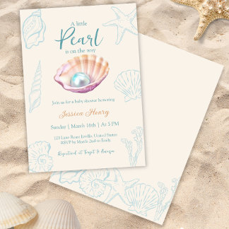 Ocean Little Pearl on the Way Baby Shower Inbjudningar