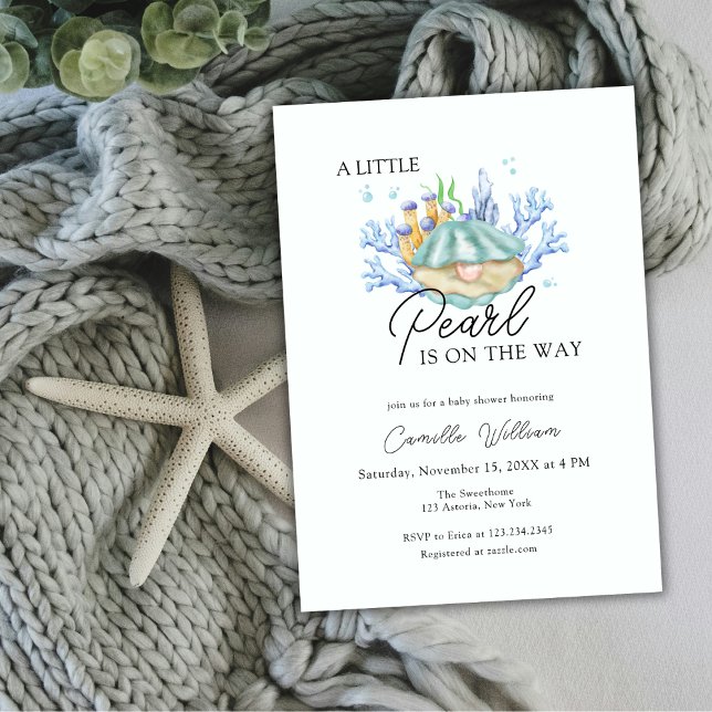 Ocean Little Pearl under Sea Baby Shower Inbjudningar (Ocean Little Pearl Under The Sea Baby Shower Invitation)