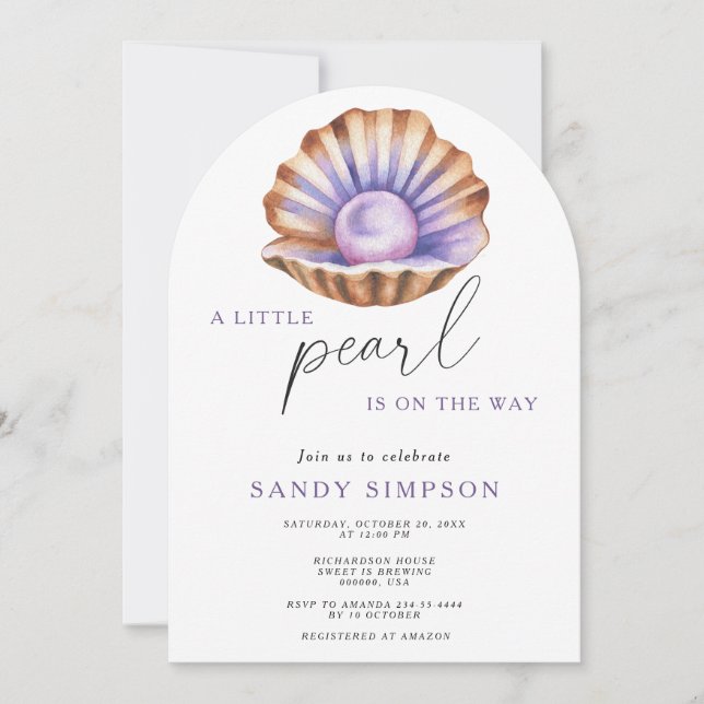 Ocean Little Pearl under Sea Baby Shower Inbjudningar (Framsida)