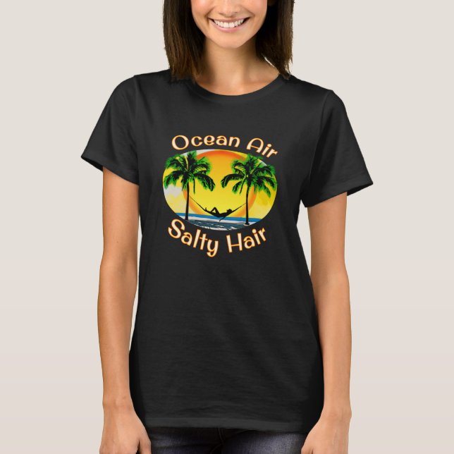 Ocean Luft Salty Hair Funny Beach Sommar T Shirt (Framsida)