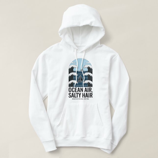 Ocean Luft Salty Hair Sailing Wave Design Hoodie (Design framsida)