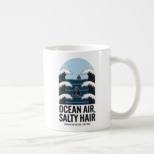 Ocean Luft Salty Hair Sailing Wave Design Kaffemugg (Höger)