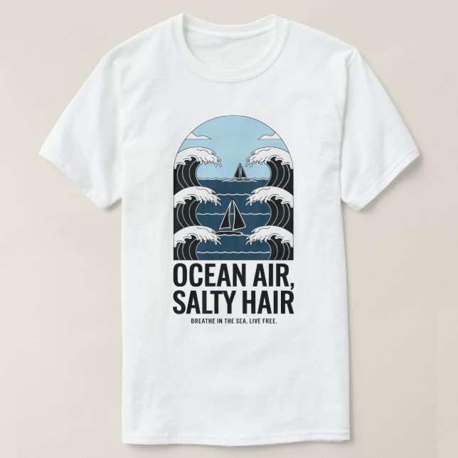 Ocean Luft Salty Hair Sailing Wave Design T Shirt (Design framsida)