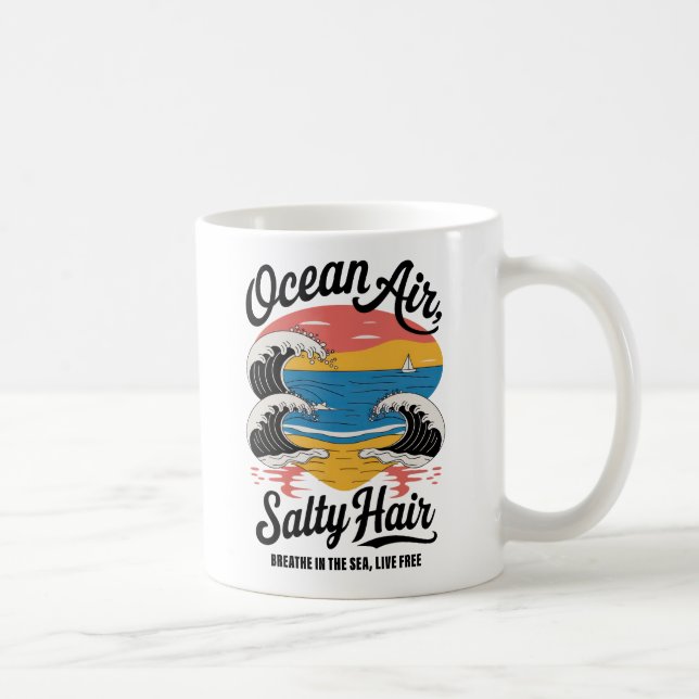 Ocean Luft Salty Hair Surfa Beach Design Kaffemugg (Höger)