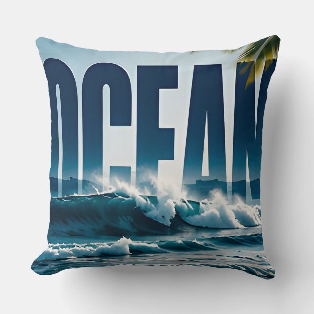 Ocean Lyx Kustnära Redaktionell Grafisk Design Kudde (Framsida)