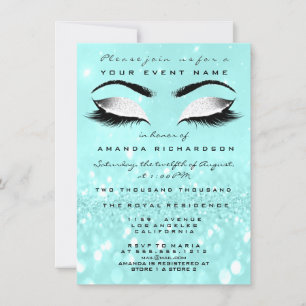 Ocean Makeup White Glitter 16:e Möhippan Inbjudningar