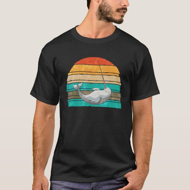 Ocean Mammal Whale Retro Animal Narwhval 1 T Shirt (Framsida)