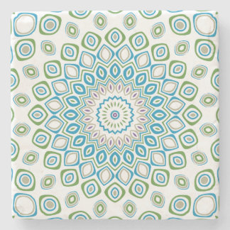Ocean Mandala i Blue och Grått och White Stenunderlägg