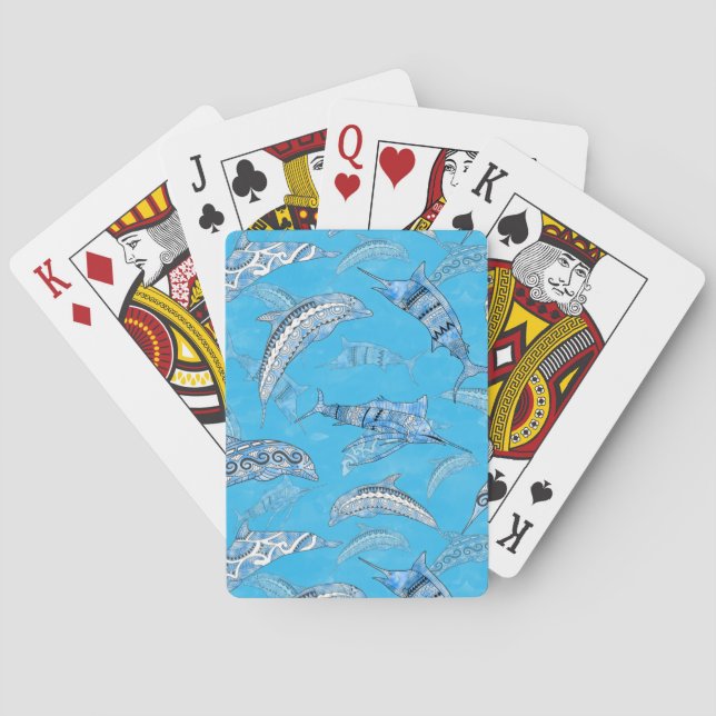 Ocean Marine Animals Dolphins Marlins Casinokort (Baksidan)