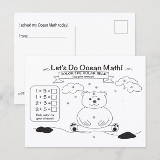 Ocean Math Coloring Postcard Vykort