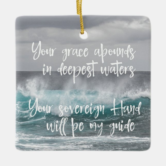 Ocean med Christian Faith Quote: Grace Abounds Julgransprydnad Keramik (Framsida)