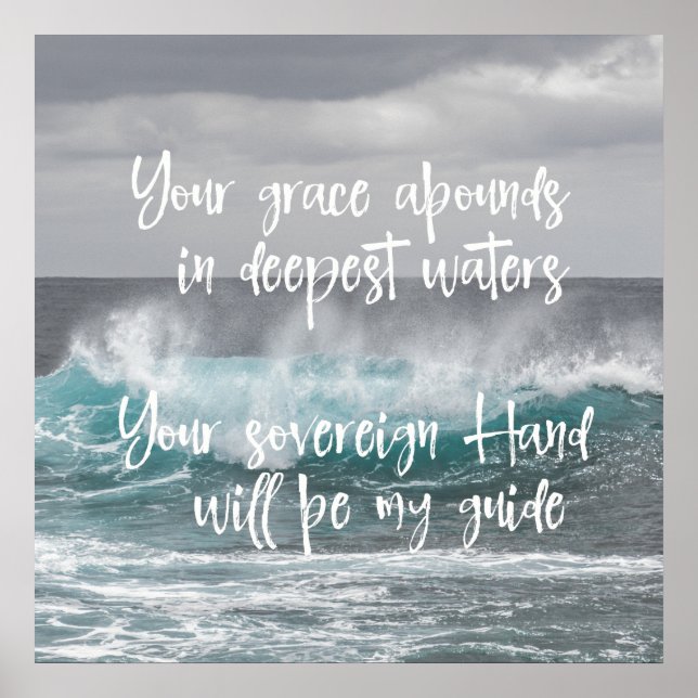 Ocean med Christian Faith Quote: Grace Abounds Poster (Framsidan)
