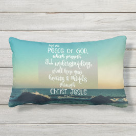 Ocean med Peace Bible Verse Lumbarkudde