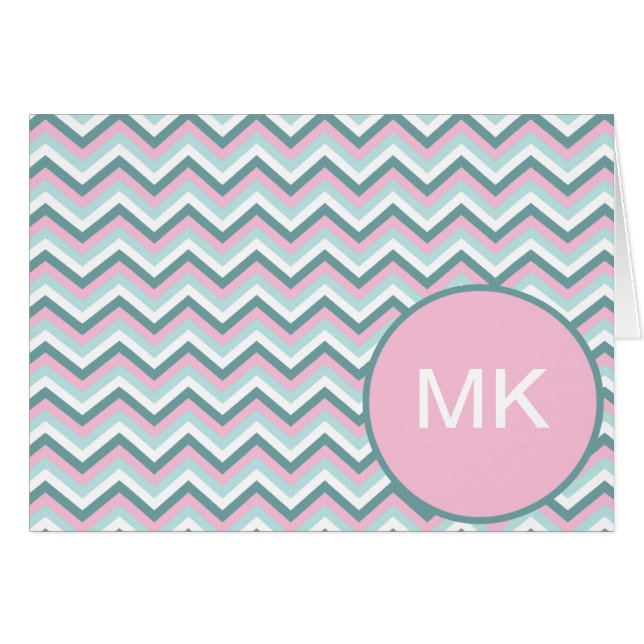 Ocean Mist Chevron Mönster Hälsningskort (Framsidan Horizontal)