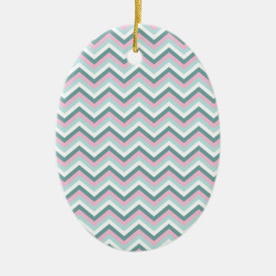 Ocean Mist Chevron Mönster Julgransprydnad Keramik