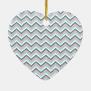 Ocean Mist Chevron Mönster Julgransprydnad Keramik