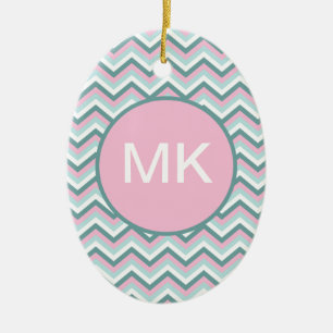Ocean Mist Chevron Mönster Julgransprydnad Keramik