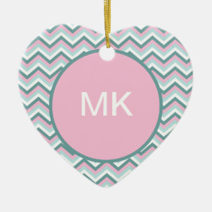 Ocean Mist Chevron Mönster Julgransprydnad Keramik