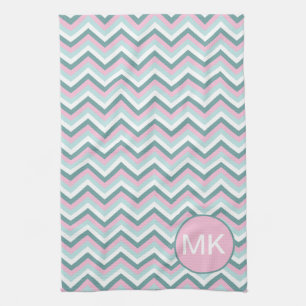 Ocean Mist Chevron Mönster Kökshandduk